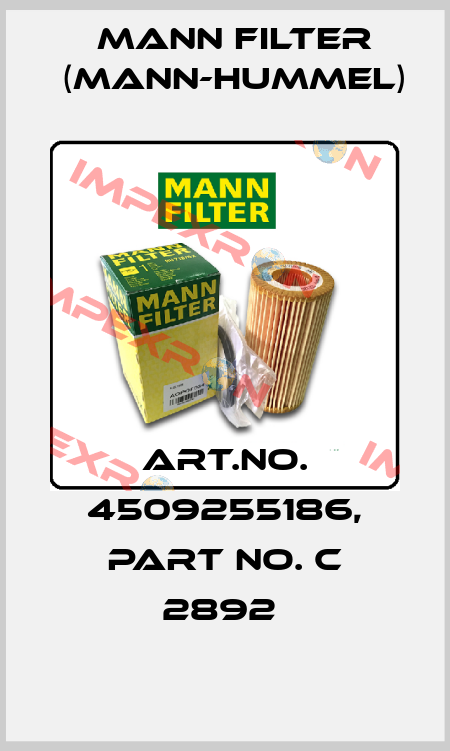 Art.No. 4509255186, Part No. C 2892  Mann Filter (Mann-Hummel)