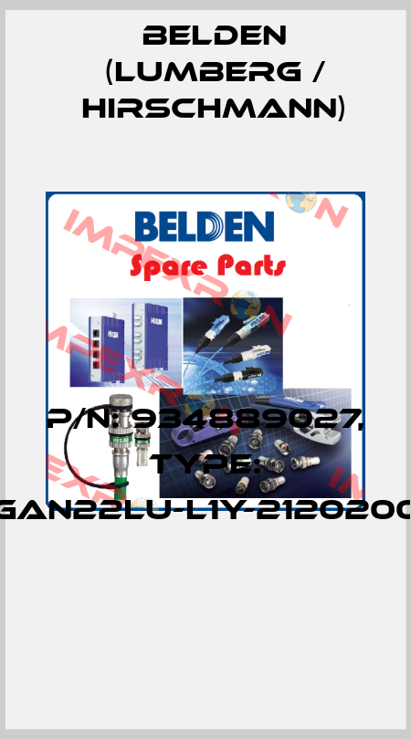 P/N: 934889027, Type: GAN22LU-L1Y-2120200  Belden (Lumberg / Hirschmann)