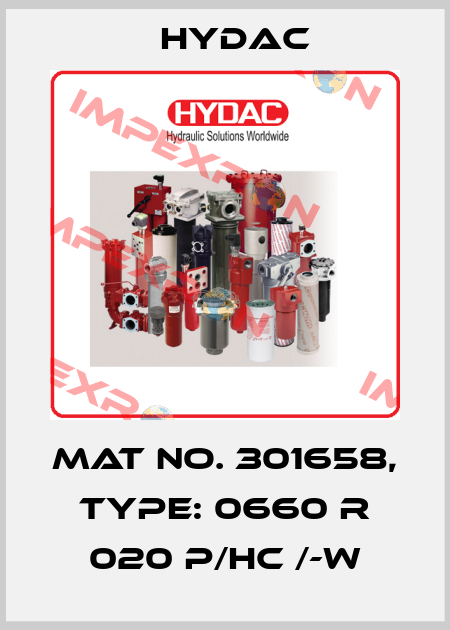 Mat No. 301658, Type: 0660 R 020 P/HC /-W Hydac