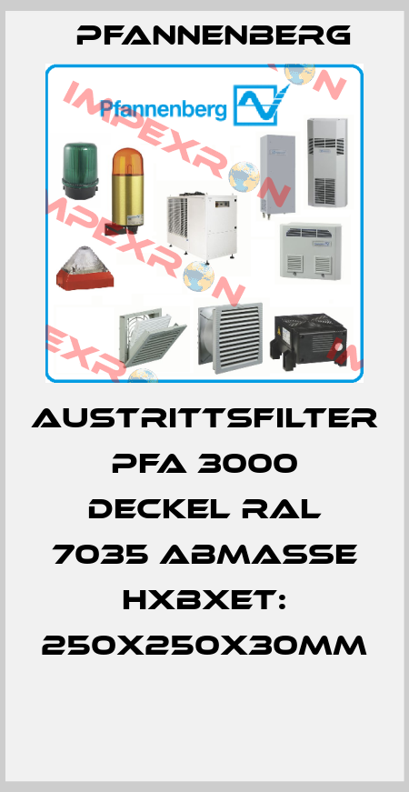 AUSTRITTSFILTER PFA 3000 DECKEL RAL 7035 ABMAßE HXBXET: 250X250X30MM  Pfannenberg
