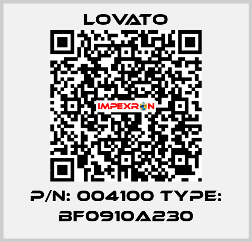 P/N: 004100 Type: BF0910A230 Lovato