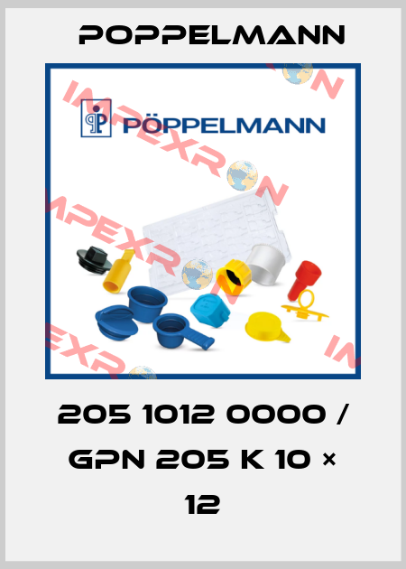 205 1012 0000 / GPN 205 K 10 × 12 Poppelmann