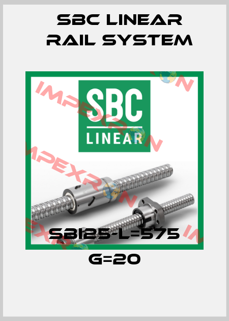 SBI25-L=575 G=20 SBC Linear Rail System