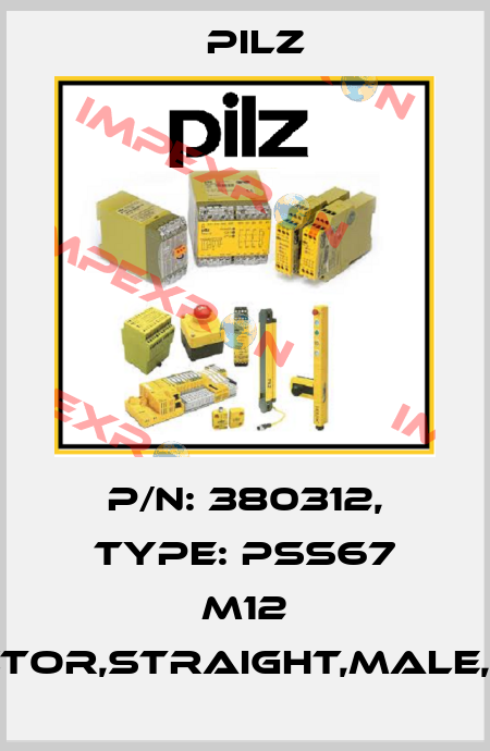 p/n: 380312, Type: PSS67 M12 connector,straight,male,5poleB Pilz