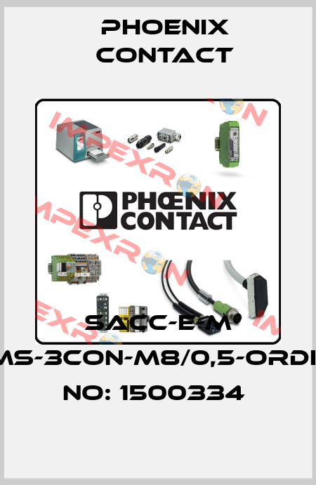 SACC-E-M 8MS-3CON-M8/0,5-ORDER NO: 1500334  Phoenix Contact