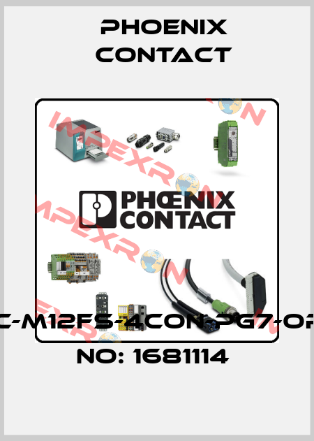 SACC-M12FS-4CON-PG7-ORDER NO: 1681114  Phoenix Contact