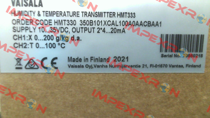 HMT330 350B101XCAL100A0AACBAA1 Vaisala